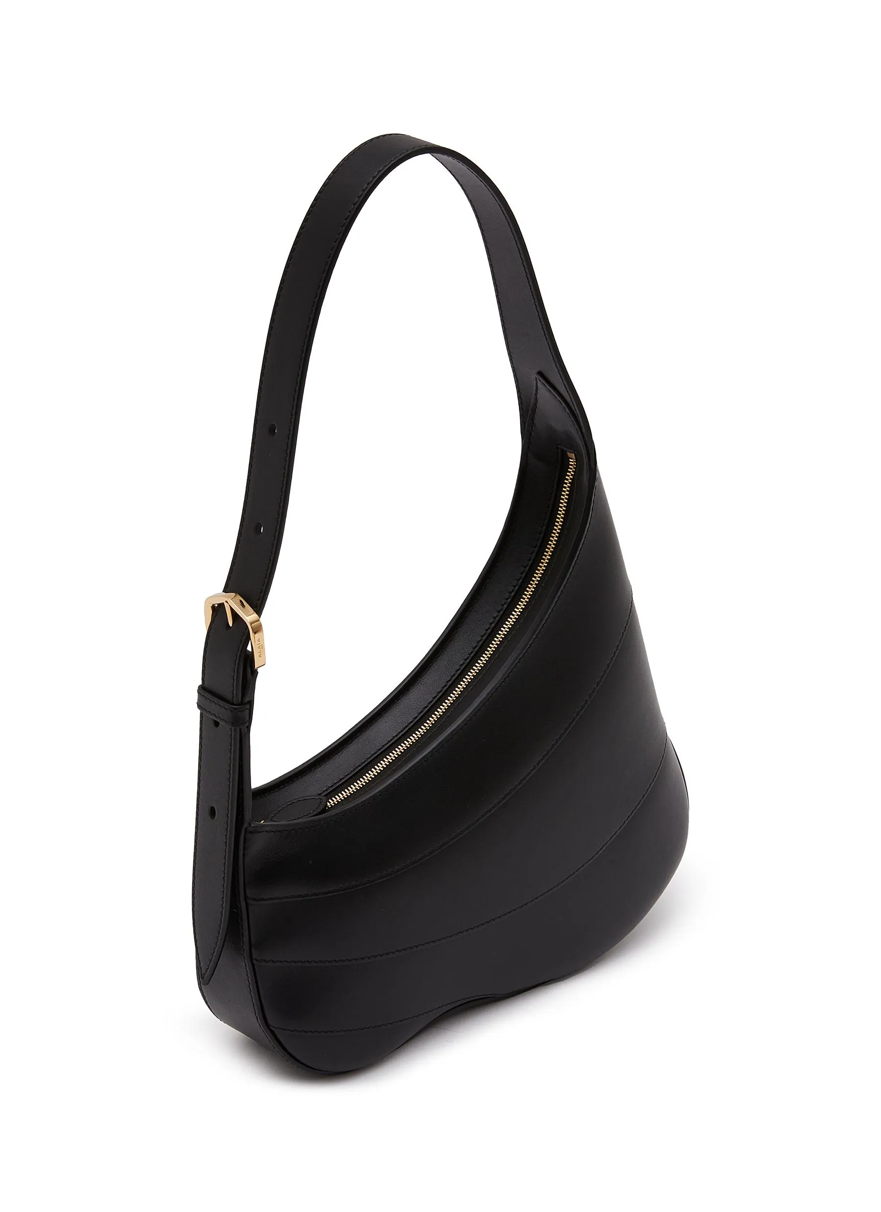 -----------ALAÏA ---- ------------BLACK ----Djinn Wave Leather Shoulder Bag --