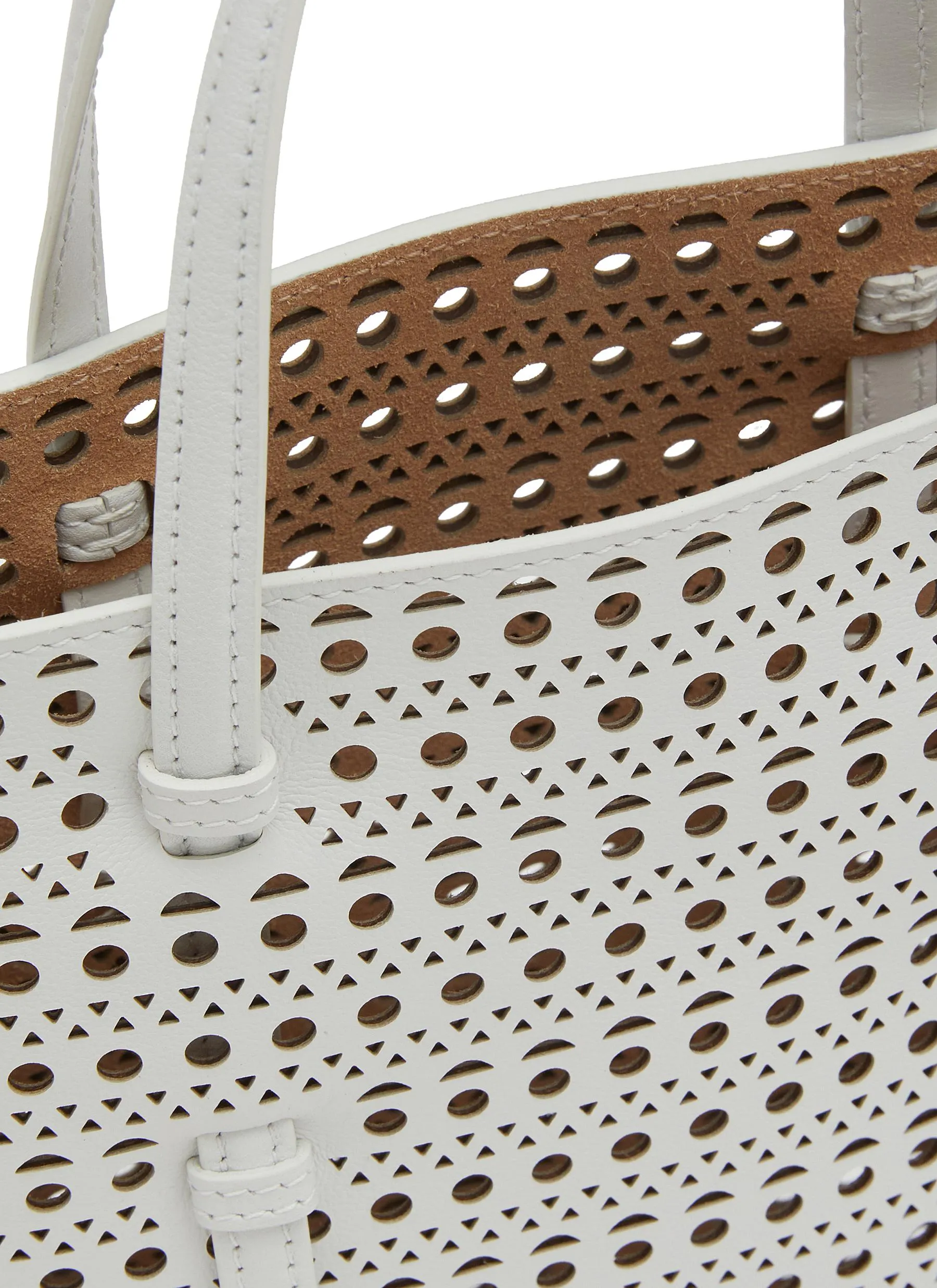 -----------ALAÏA  ---- ------------WHITE ----Mina N/S Perforated Leather Tote Bag --