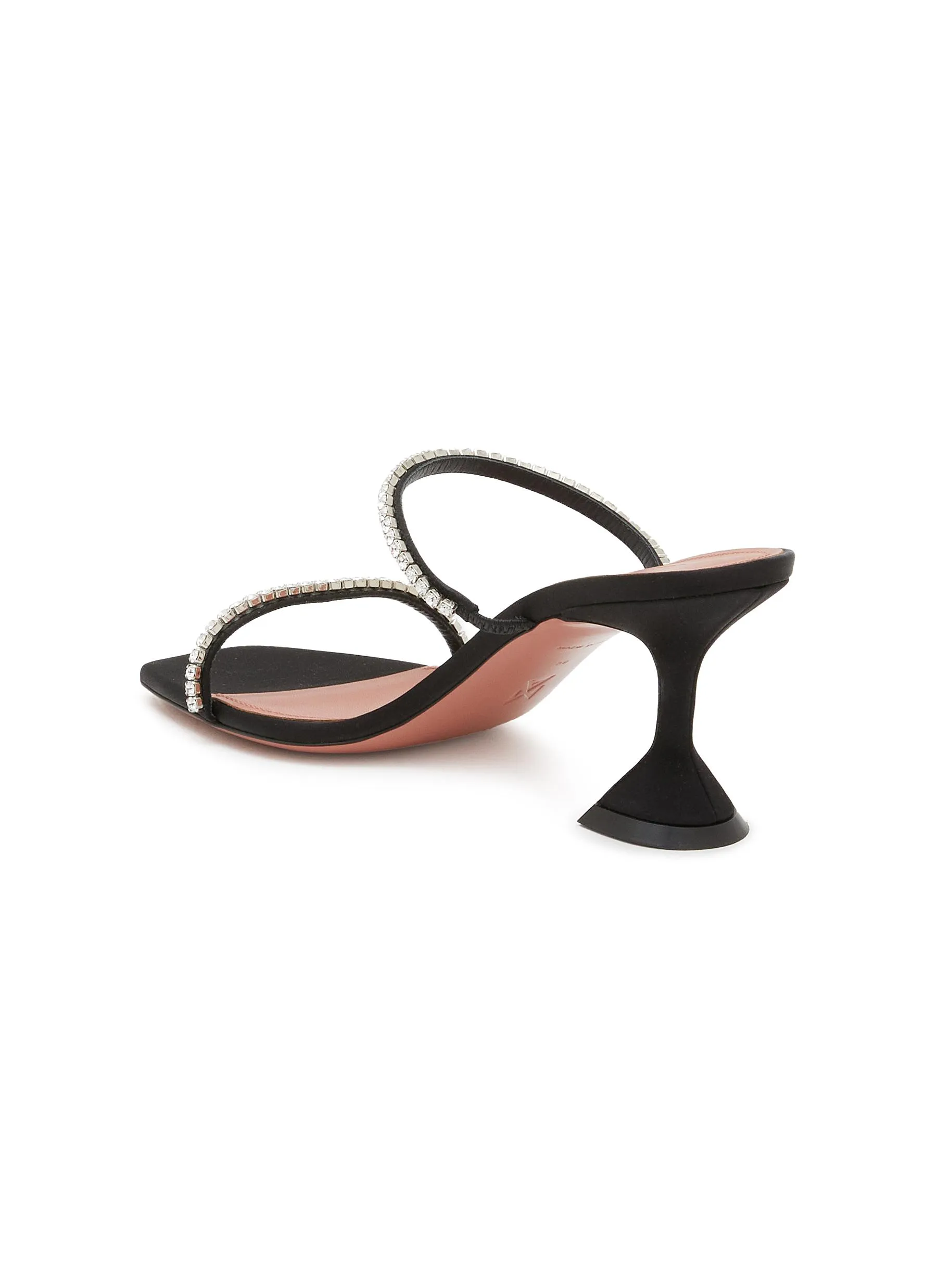 -----------AMINA MUADDI ---- ------------ ----Gilda 70 Crystal Embellished Satin Heeled Sandals --