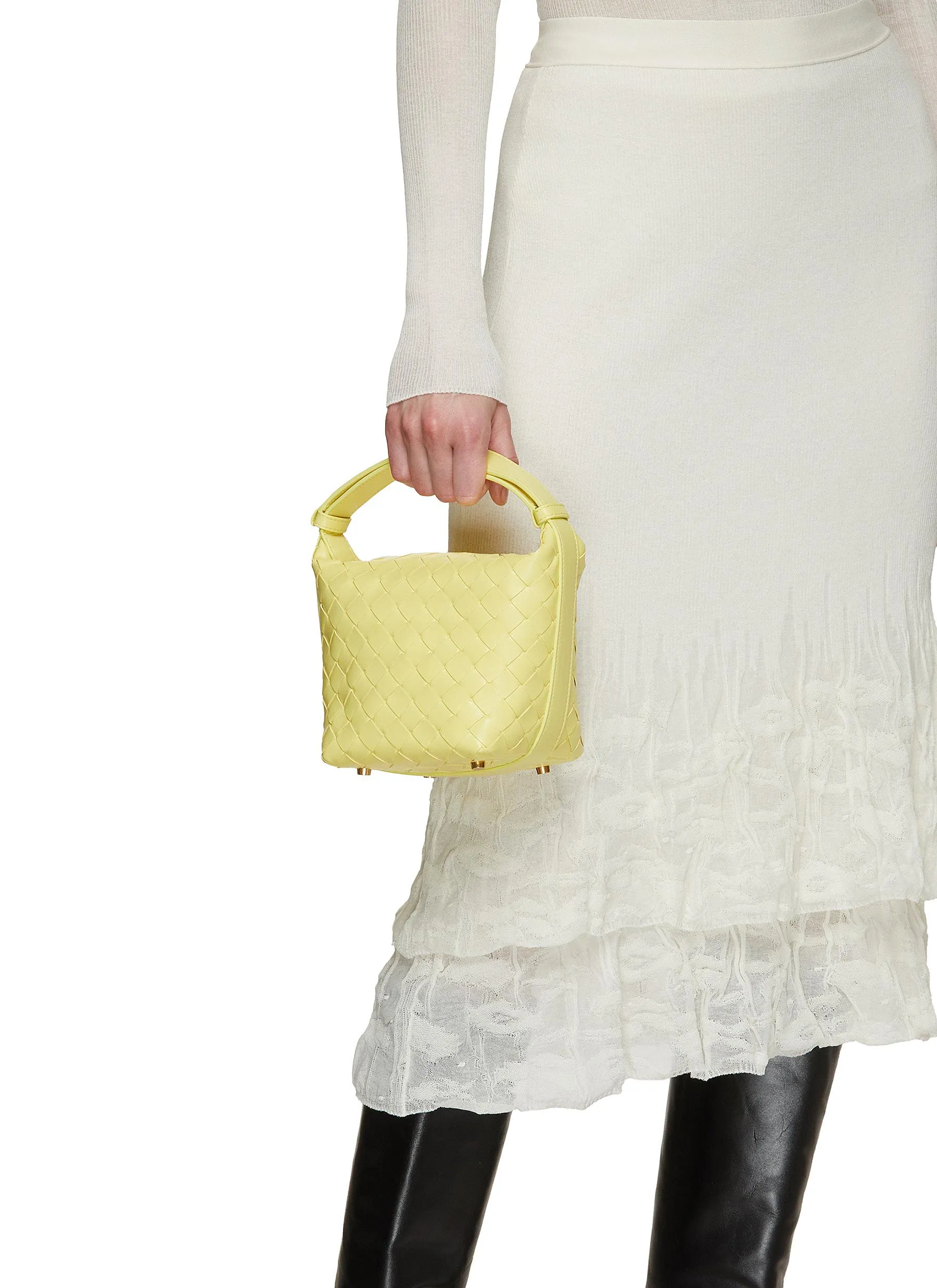 -----------BOTTEGA VENETA  ---- ------------YELLOW ----Candy Wallace Leather Bag --