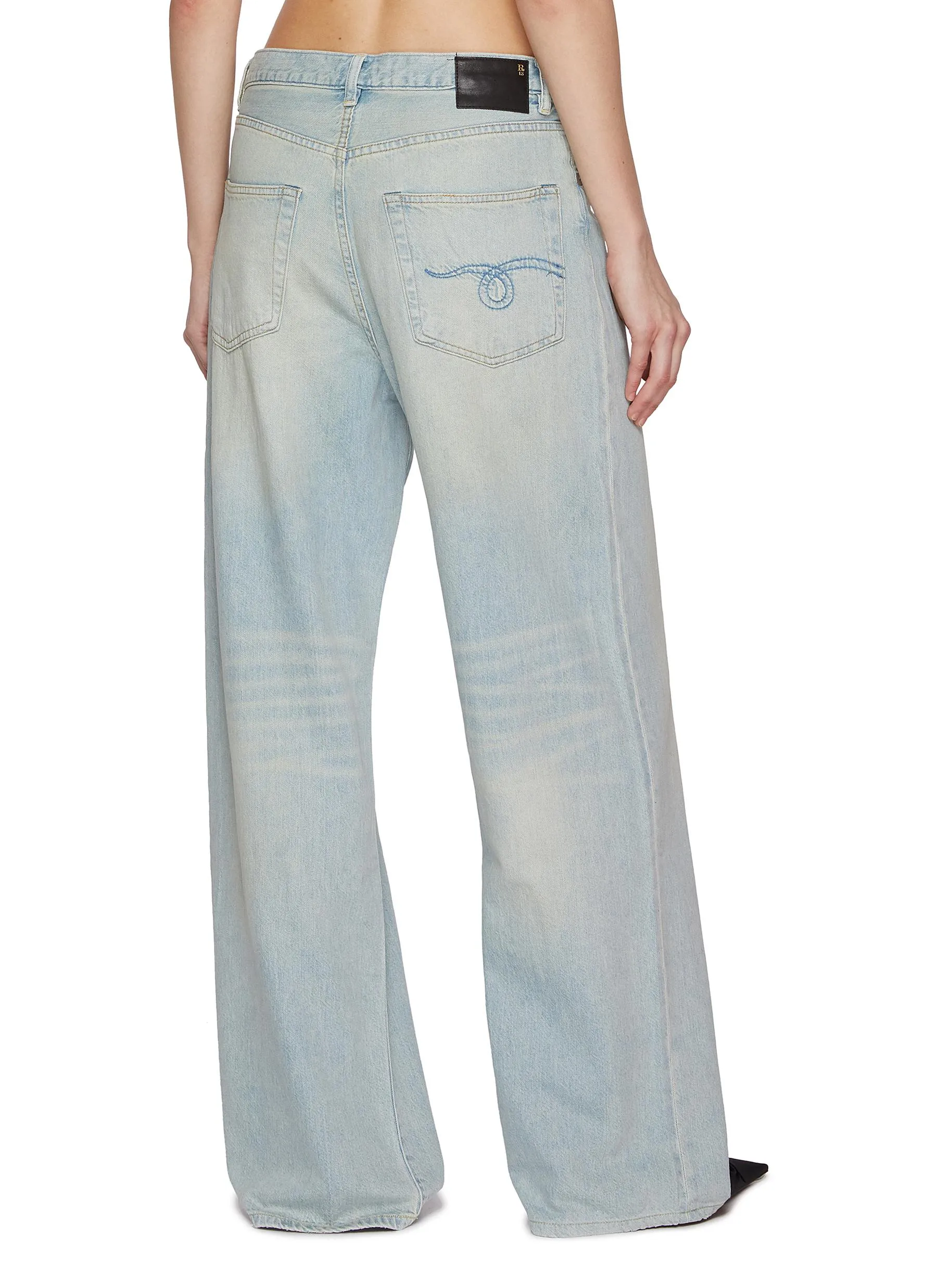 -----------R13 ---- ------------ ----Damon Pleated Wide Leg Light Wash Jeans --