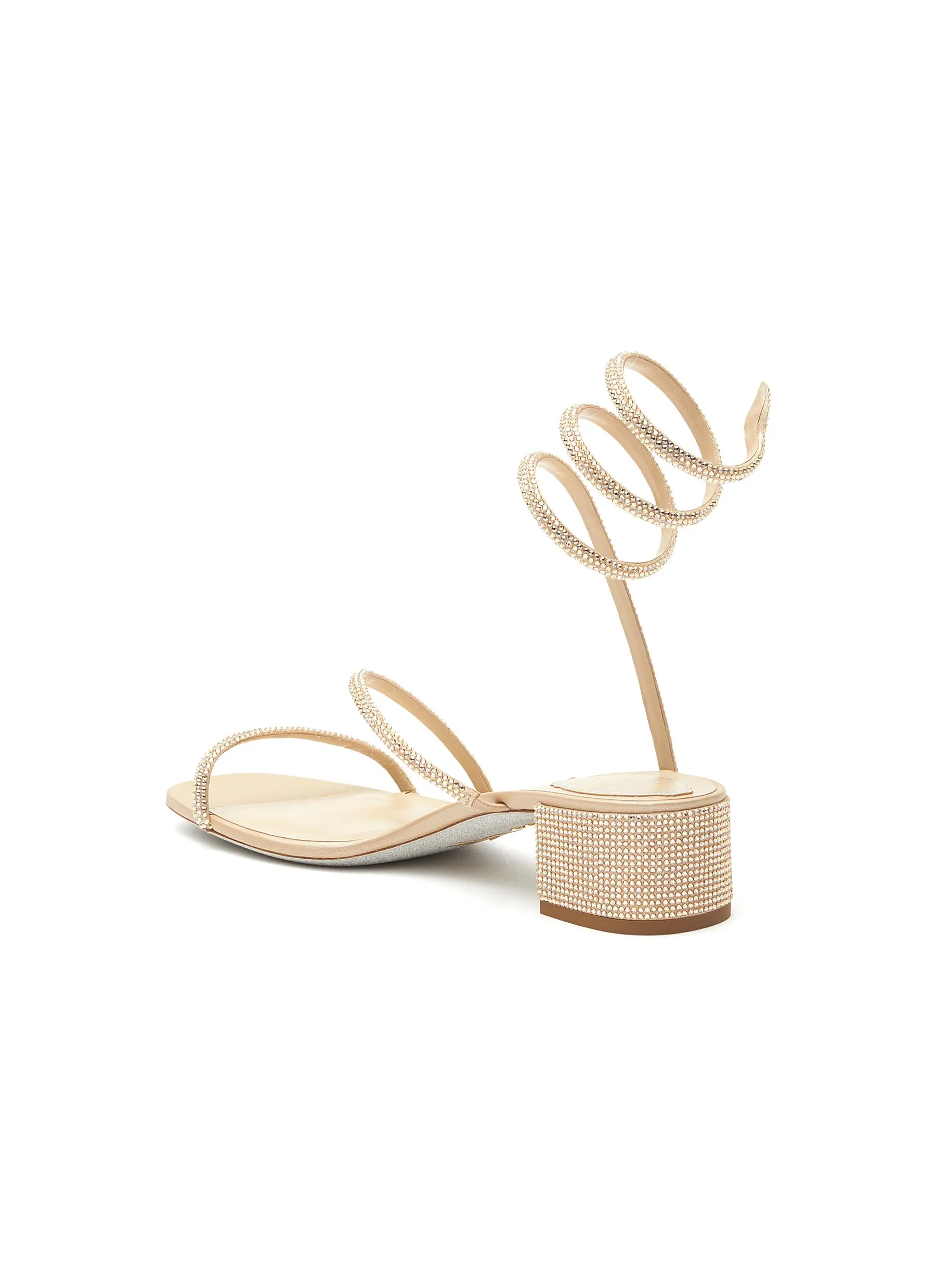 -----------RENÉ CAOVILLA  ---- ------------ ----‘CLEO’ SATIN GOLDEN SHADOW STRASS SANDALS --