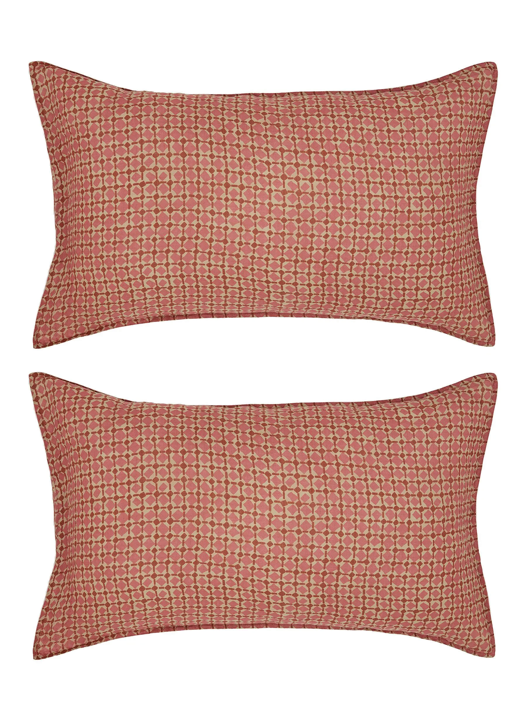 -----------SOCIETY LIMONTA ---- ------------ ----Nap Grid Printed Ramie Pillowcase Set of 2 — Fucsia --