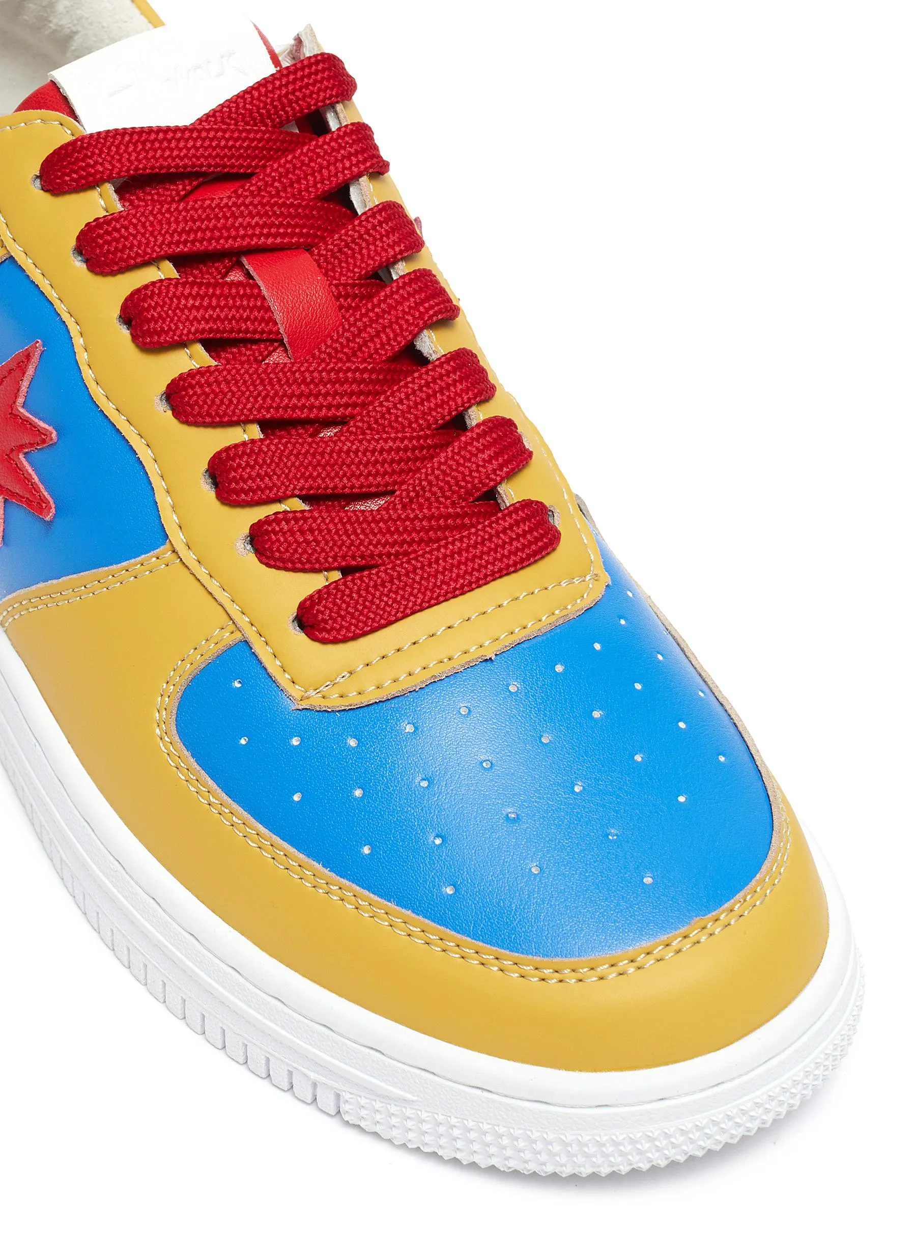 -----------STARWALK  ---- ------------ ----Red And Blue Panelled Yellow Leather Sneakers --