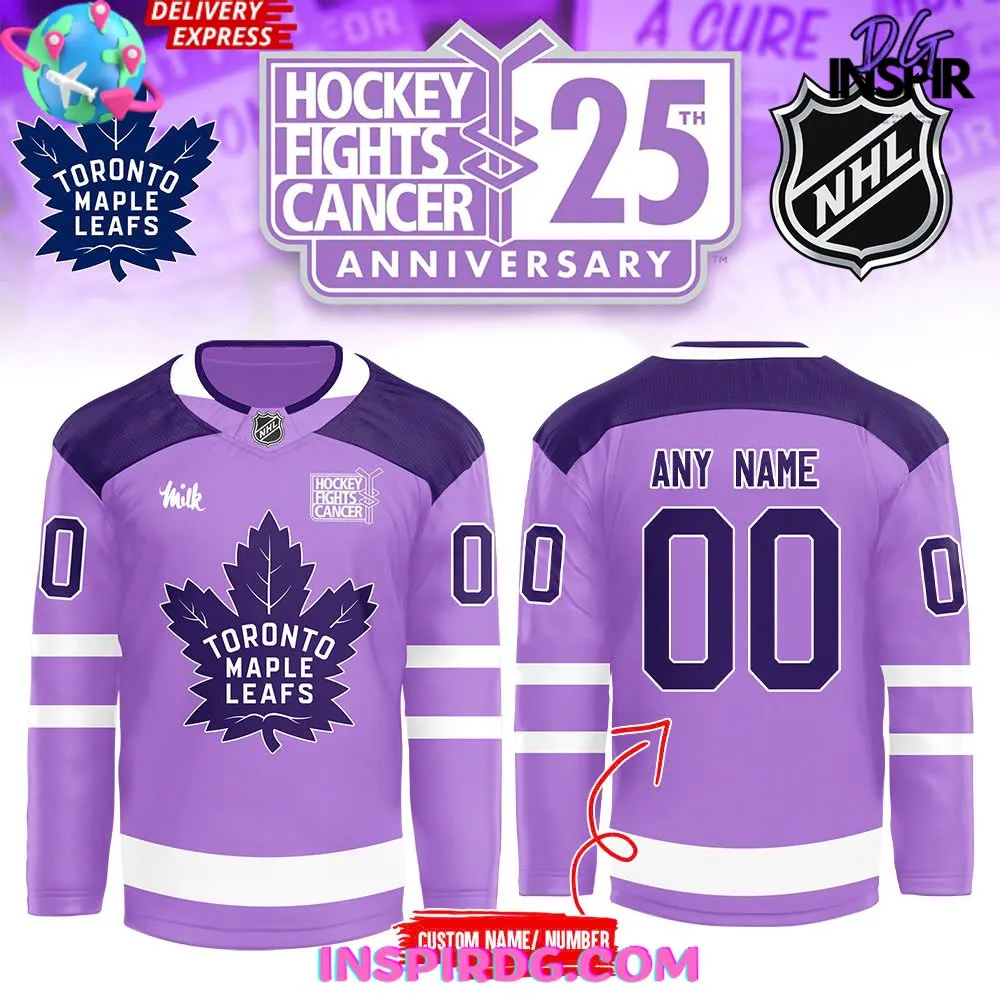 -Toronto Maple Leafs x Hockey Fights Cancer Night 2024 Purple Hockey Jersey