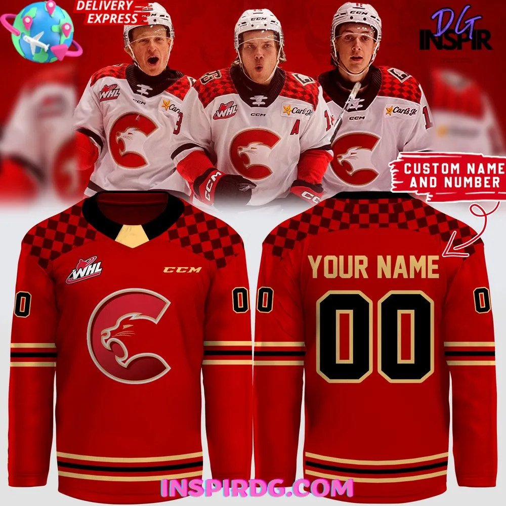 -WHL Prince George Cougars CCM 2024 Red Hockey Jersey