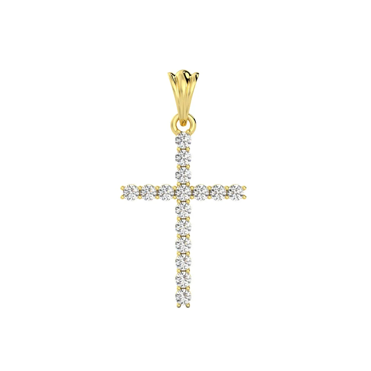 14K Gold 1.00 Carat Diamond Tennis Cross