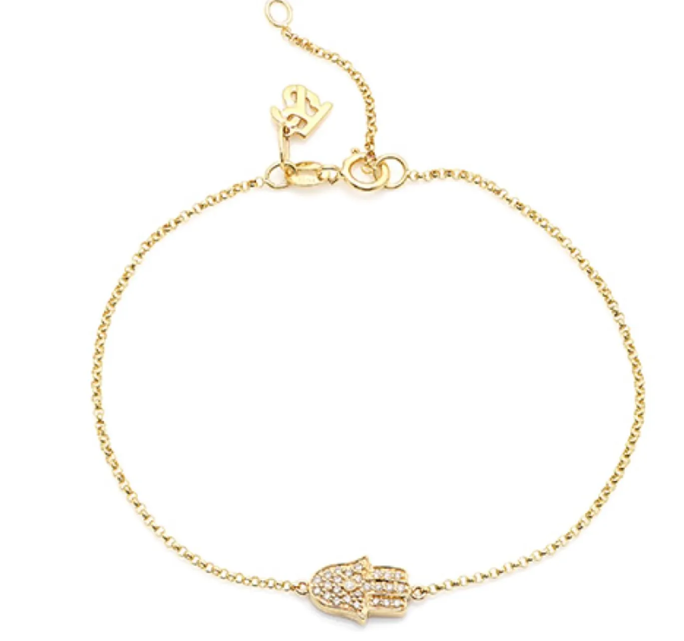 14K YELLOW GOLD DIAMOND HAMSA HAND BRACELET