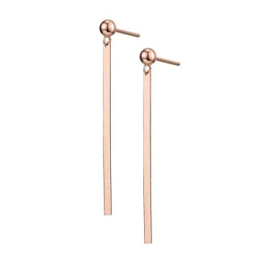 18K Rose Gold Bar Dangle Earrings