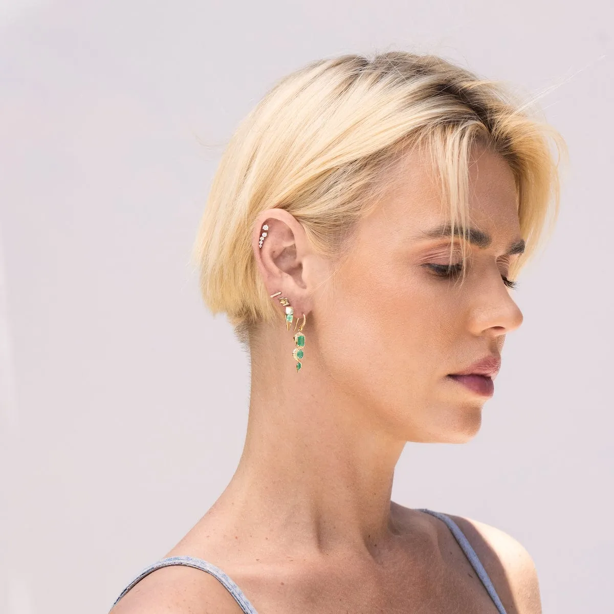 18k Wrapped in Emeralds Serpent Earrings
