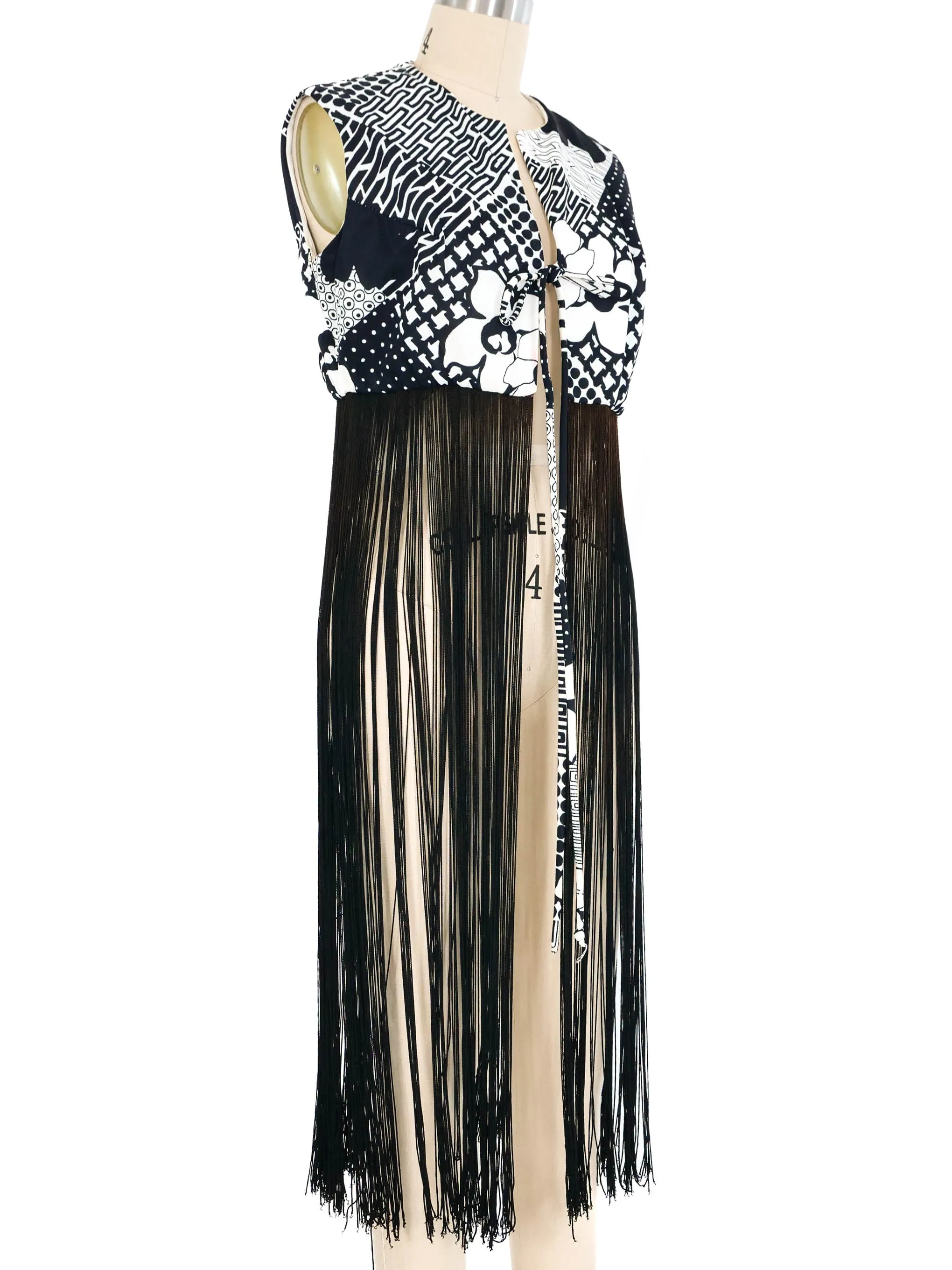 1970s Printed Fringed Vest