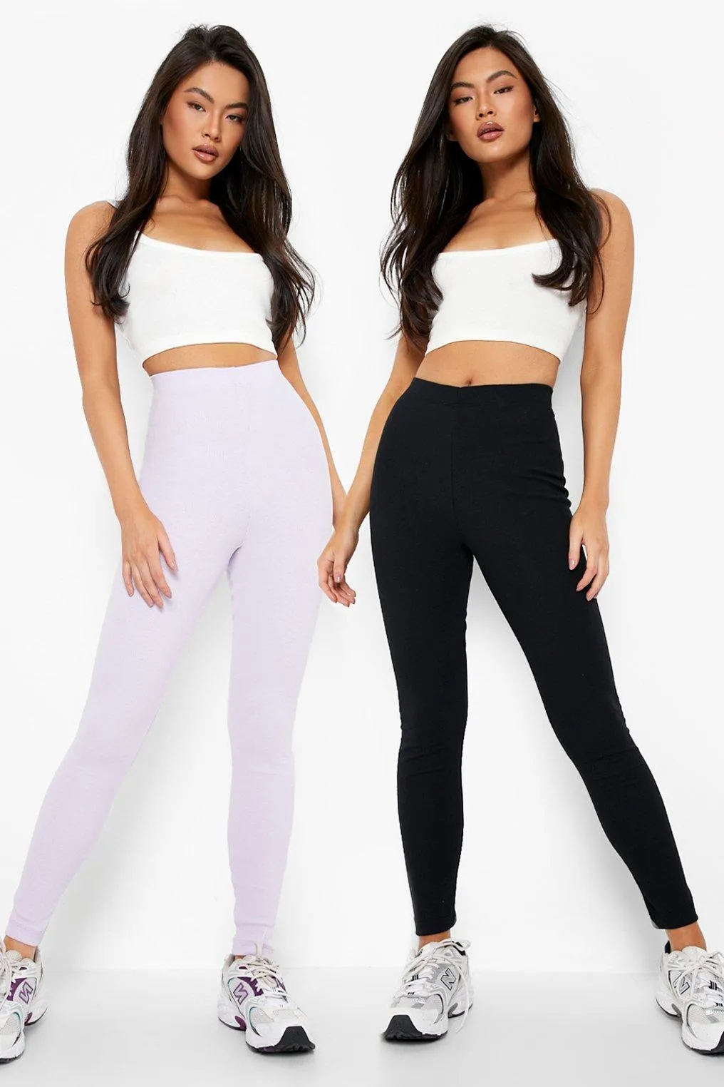 2 Pack High Waist Pastel Ribbed Leggings