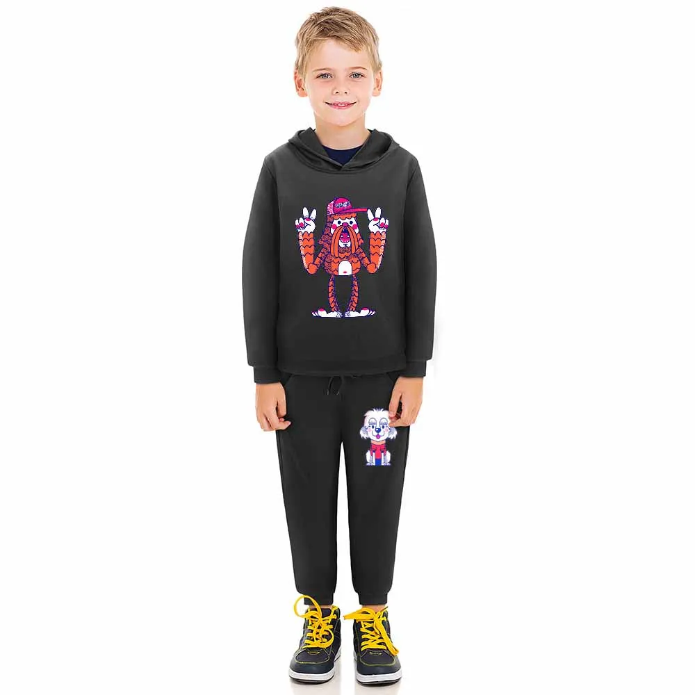 2-tgl. Set Jogging Sportanzug Sweatshirt Pullover Trainingsanzug Hoodie + Hose für Kinder- und Jugendliche Jungen Unisex mit Fot