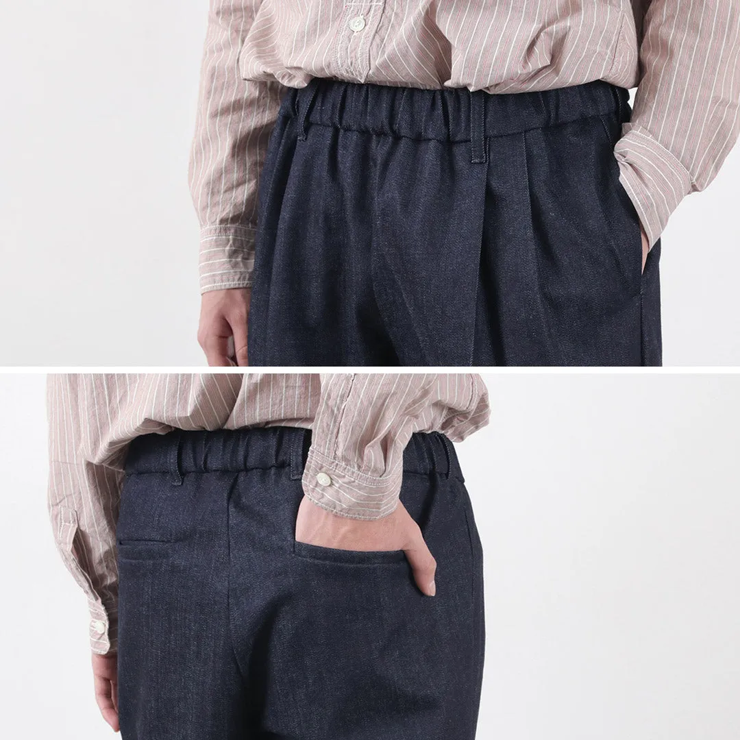 【30％OFF】FLISTFIA（フリストフィア） デニム ワイド タックトラウザー / メンズ イージーパンツ リラックスパンツ ジーンズ ストレッチ スラックス 日本製 DENIM WIDE TUCK TROUSERS【セール】