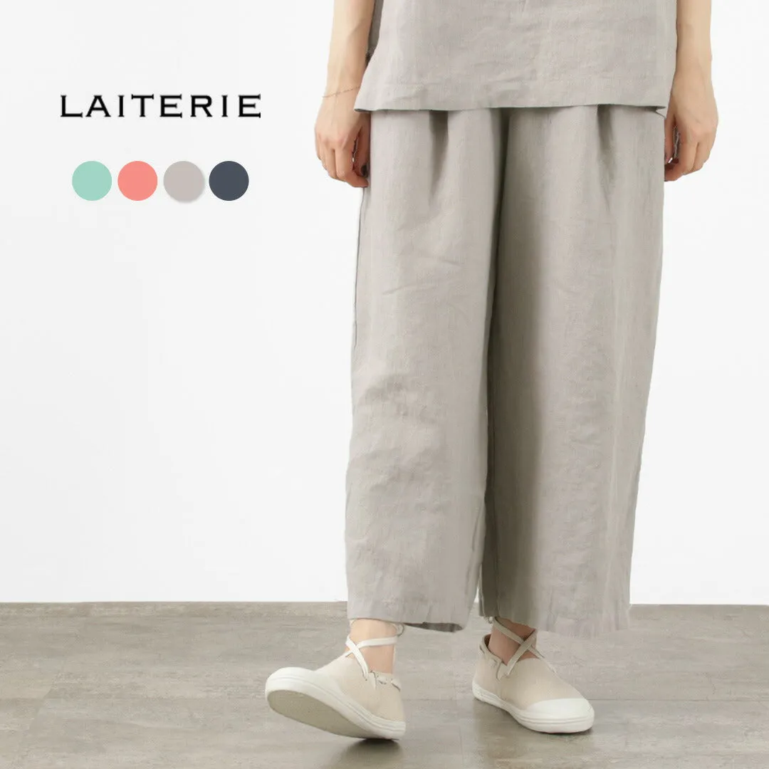 【30％OFF】LAITERIE（レイトリー） リユールリネン ワイドタックパンツ / ボトムス 総ゴム ウエストゴム イージー 麻 RELIERLINEN WIDE TUCK PANTS【セール】