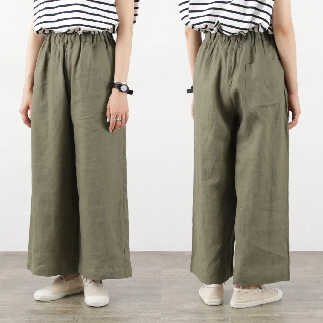 【30％OFF】MAO MADE（マオメイド） リネン 布帛 ワイドパンツ / レディース ウエストゴム 総ゴム イージー 麻 Rinen Fabric Wide Pants【セール】