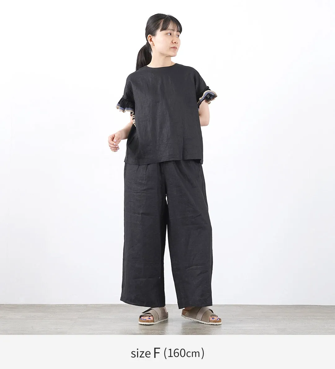 【30％OFF】MAO MADE（マオメイド） リネン 布帛 ワイドパンツ / レディース ウエストゴム 総ゴム イージー 麻 Rinen Fabric Wide Pants【セール】