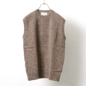 【30％OFF】SHETLAND WOOLLEN CO（シェットランドウーレンコー） プレーン シャギードッグ ニット ベスト / クルーネック / イギリス製 / PLAIN SHAGGY DOG CREW NECK VEST【セール】