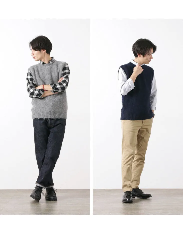 【30％OFF】SHETLAND WOOLLEN CO（シェットランドウーレンコー） プレーン シャギードッグ ニット ベスト / クルーネック / イギリス製 / PLAIN SHAGGY DOG CREW NECK VEST【セール】