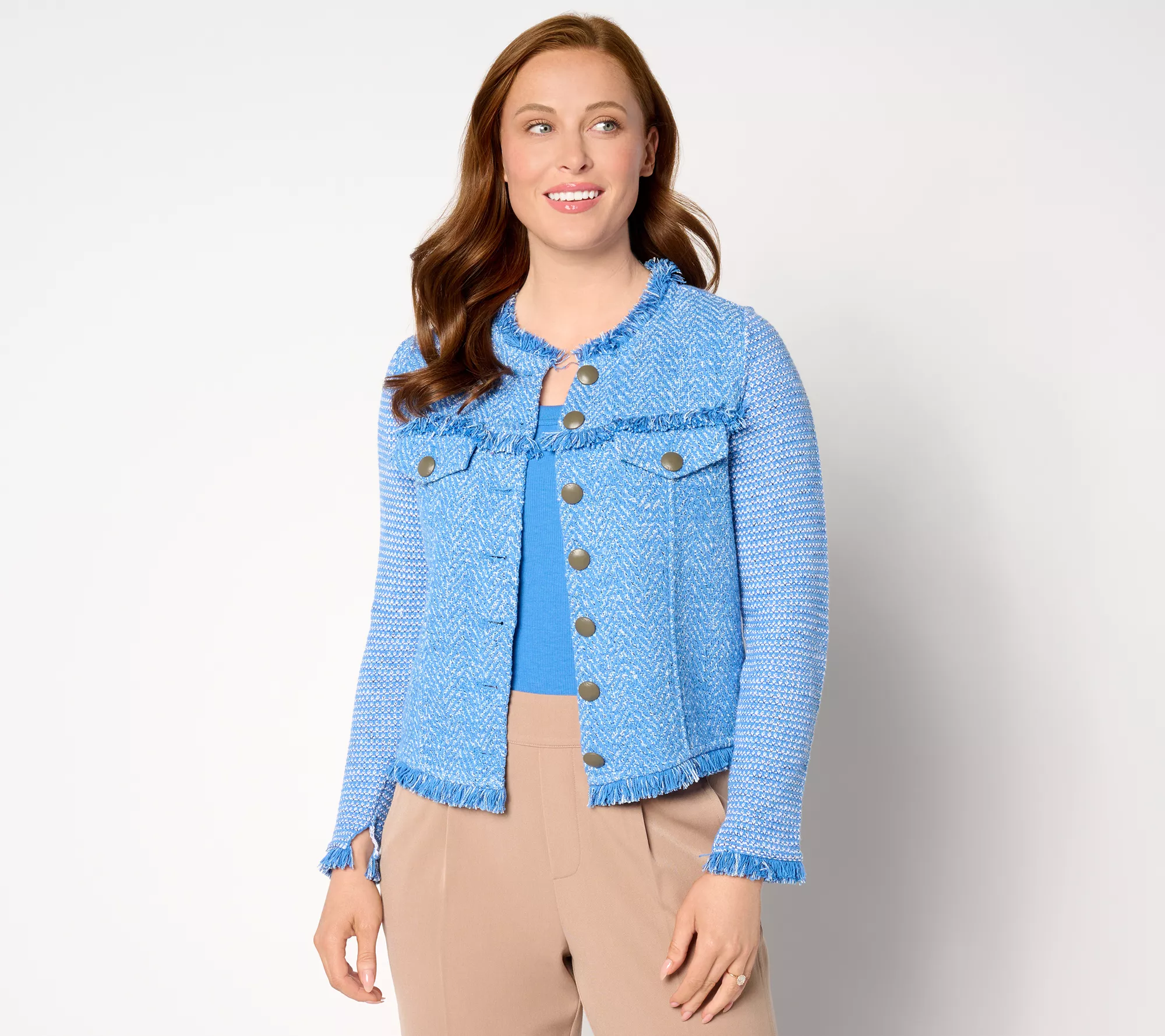 "As Is" NIC+ZOE Utility Fringe Mix Knit Jacket