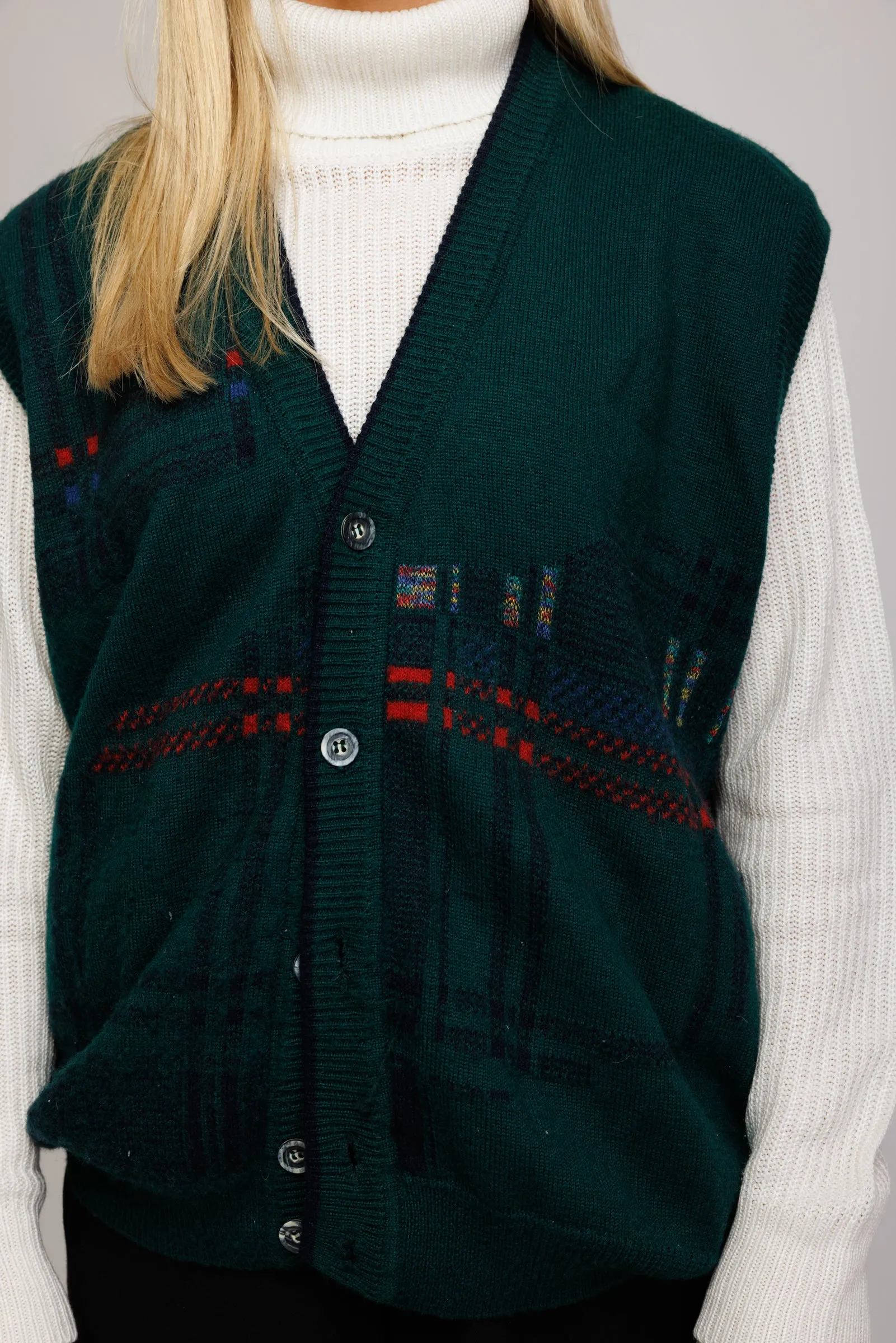 90's Bottle Green Knit Vest M/L
