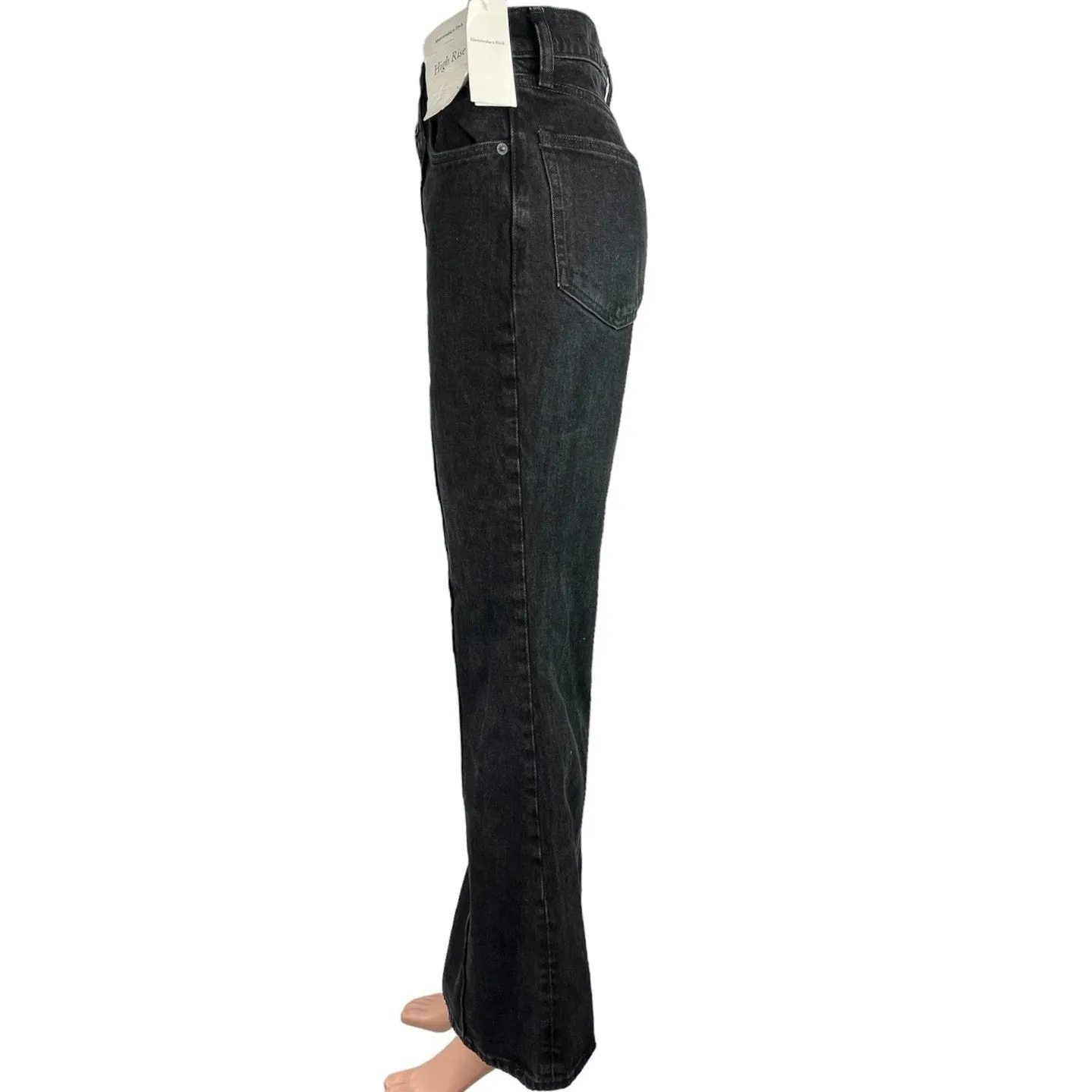 Abercrombie & Fitch Cotton Pockets Black High Rise Stretch Flared Denim Jeans 2