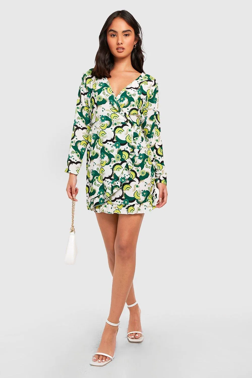 Abstract Wrap Skater Dress