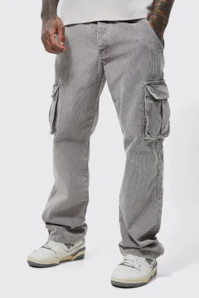 Acid Wash Relaxed Cord Cargo Pants