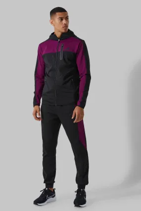 Active Color Block Funnel Hooded Tracksuit