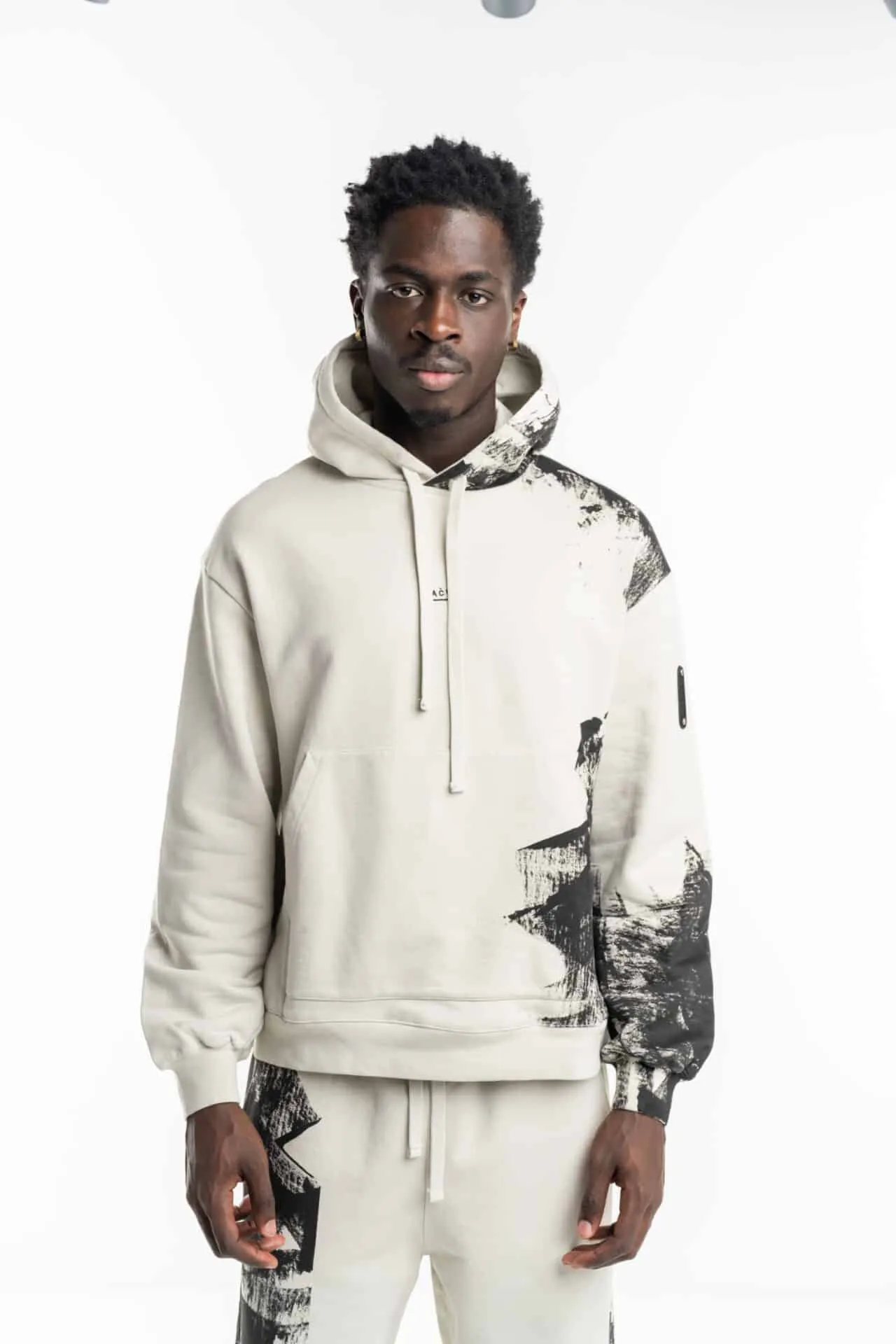 ACW Men’s Knitted Brushstroke Hoodie Bone ACWMW183 Bone