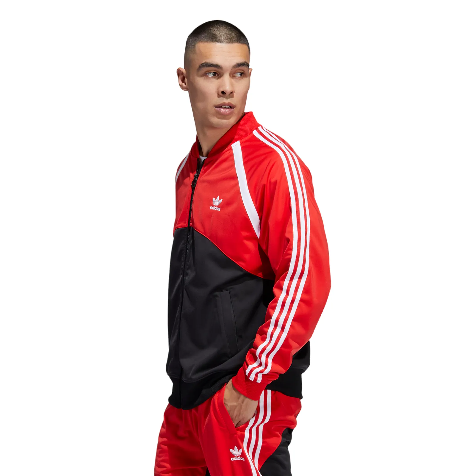 adidas Originals Superstar SST Blocked Track Top - Black Red