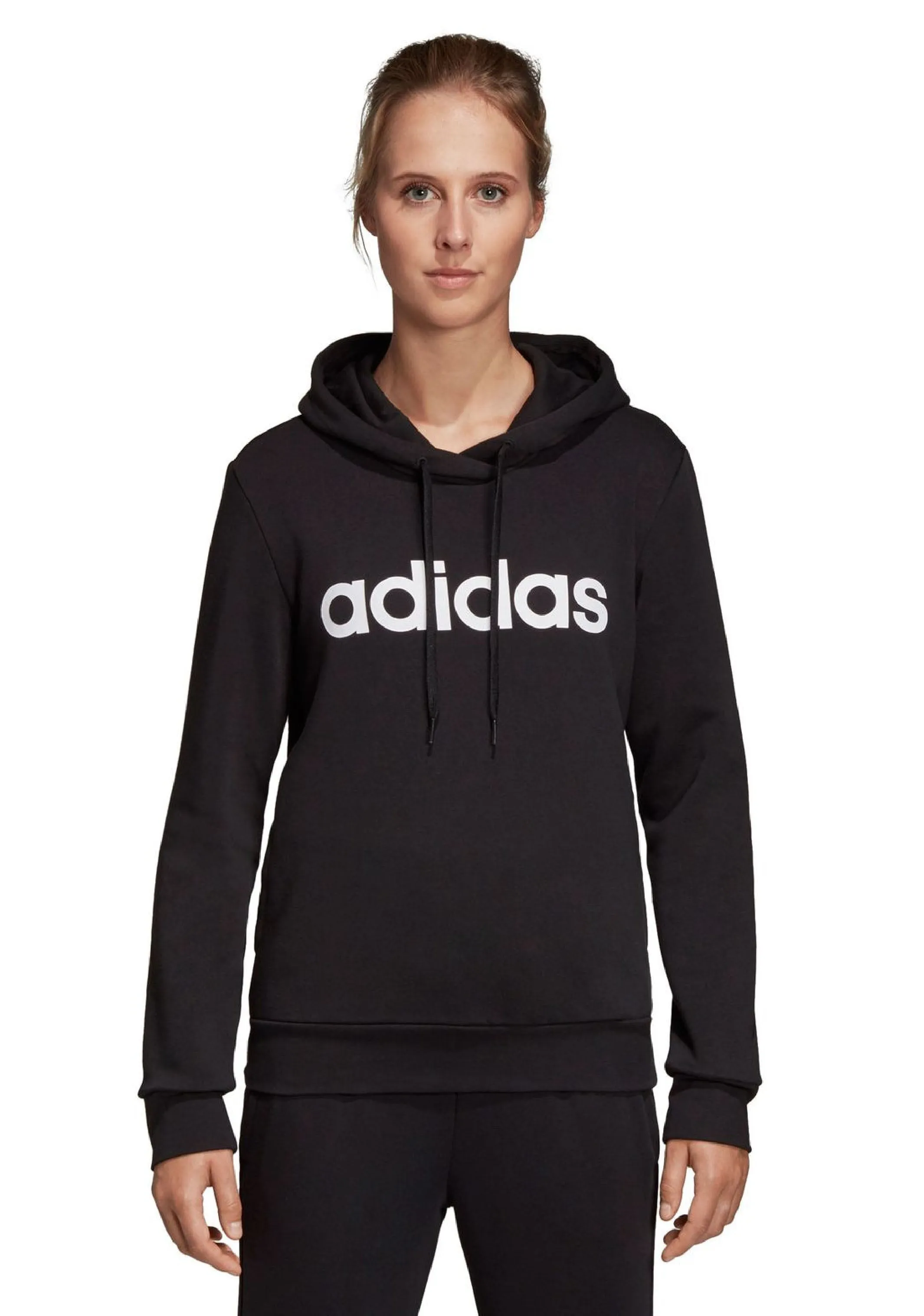Adidas Womens Essentials Linear Cotton Hoodie Full Length  DP2364
