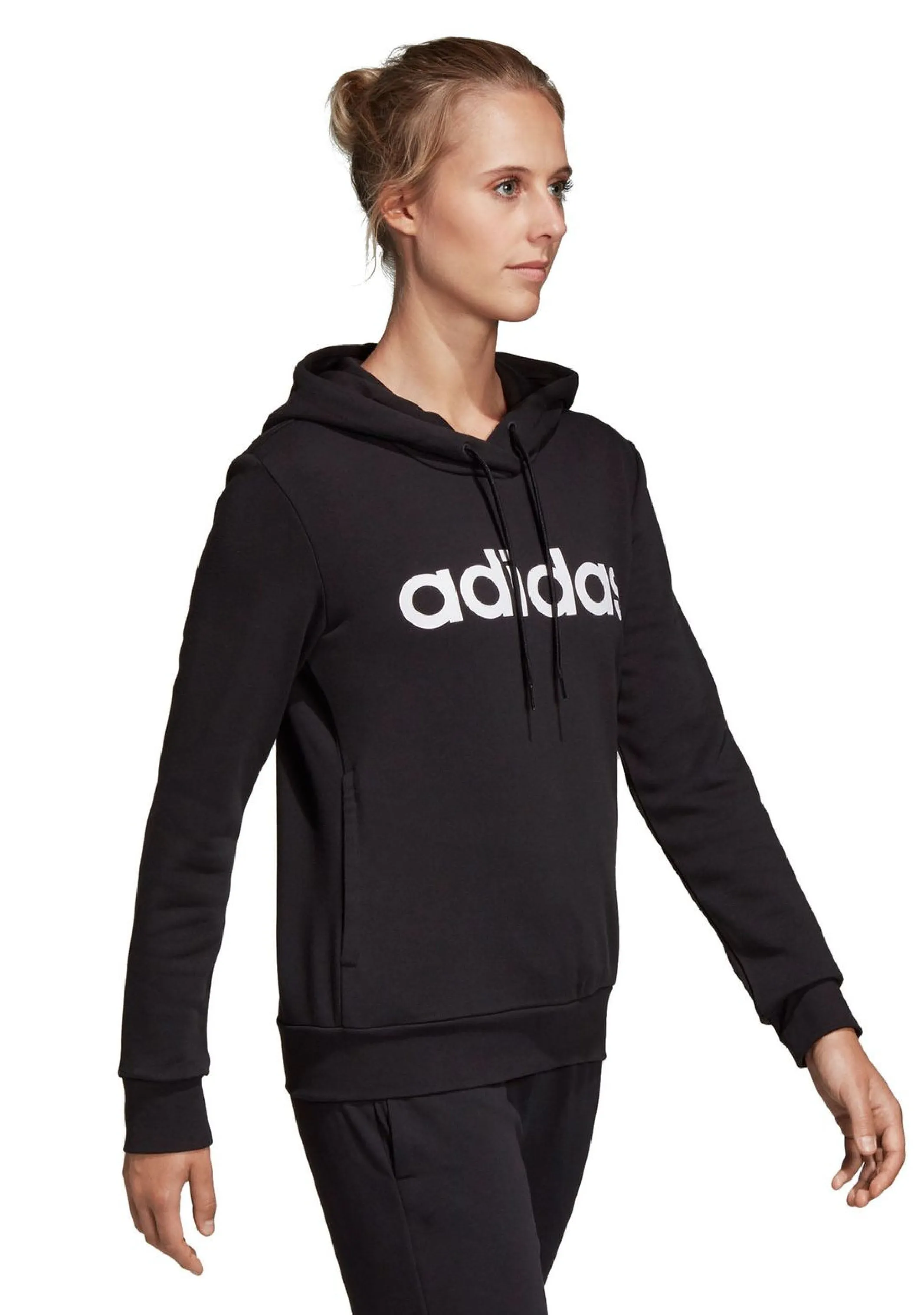 Adidas Womens Essentials Linear Cotton Hoodie Full Length  DP2364