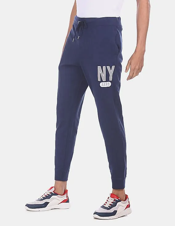 Aeropostale Men Navy Drawstring Waist Cotton Joggers