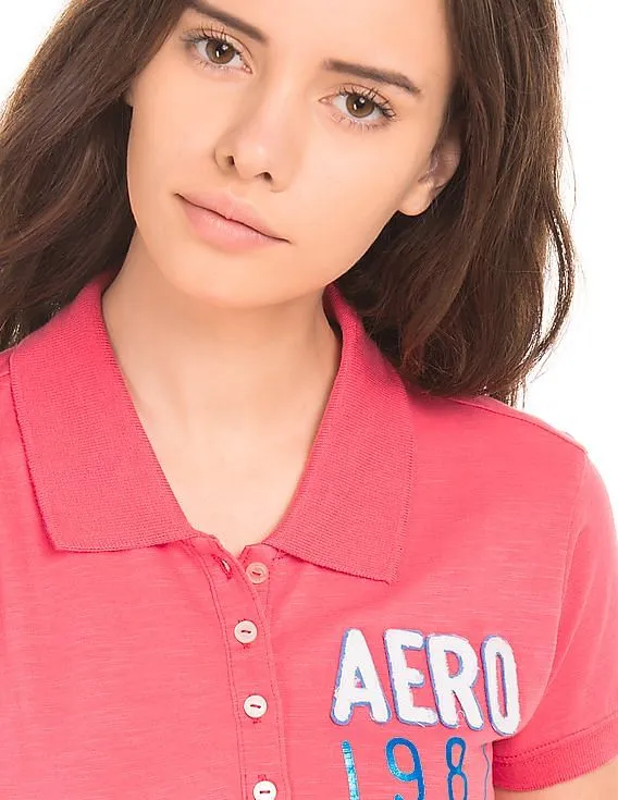 Aeropostale Slub Applique Polo Shirt