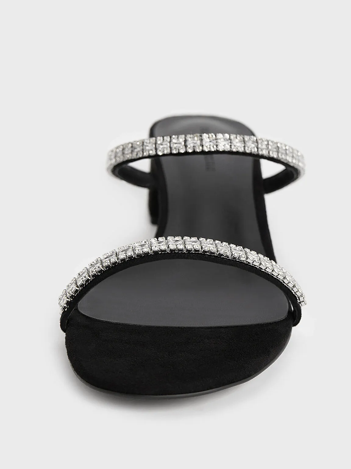 Ambrosia Textured Gem-Embellished Mules - Black Textured