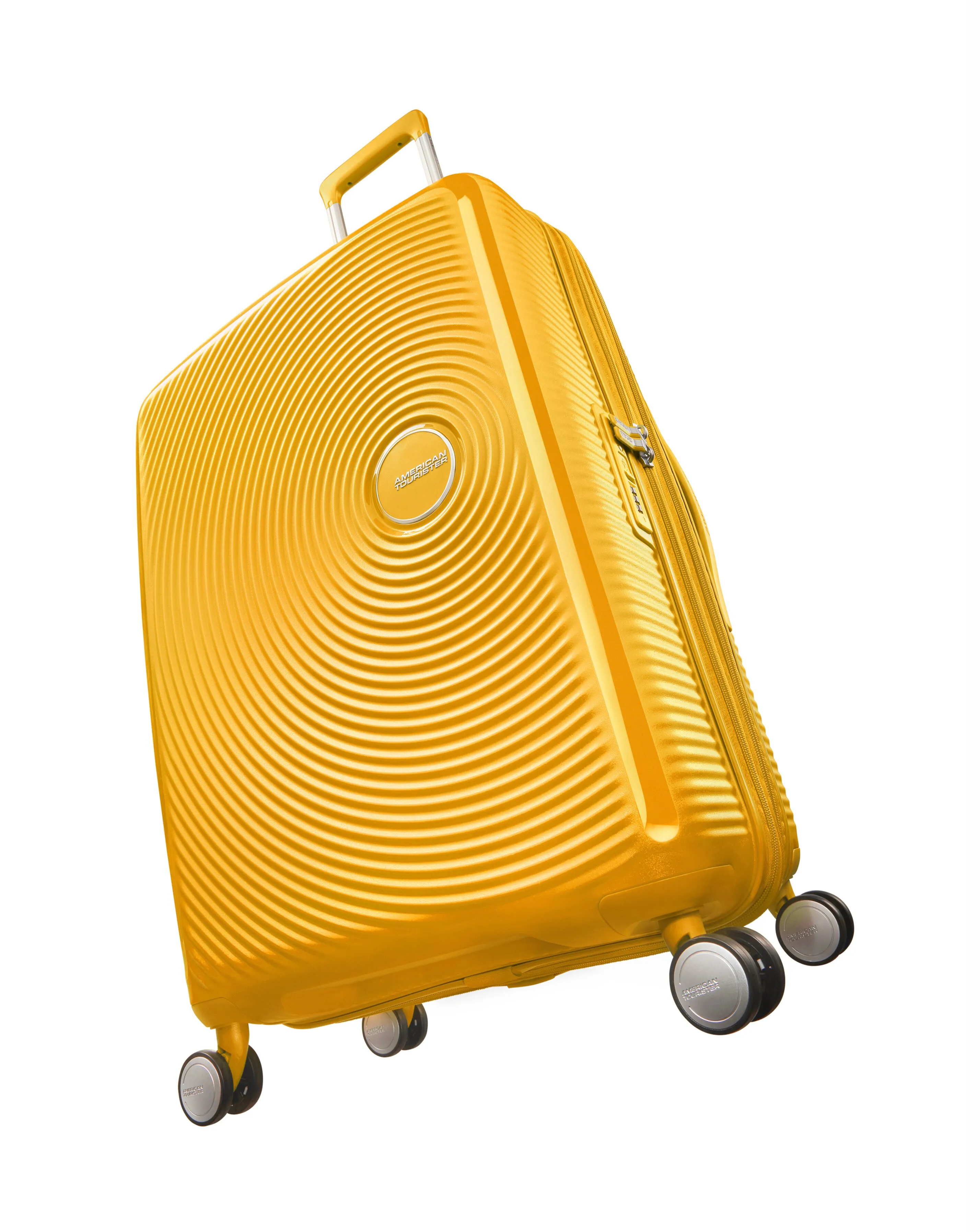 American Tourister Soundbox Spinner 67cm Medium Suitcase Golden Yellow | Simply Be
