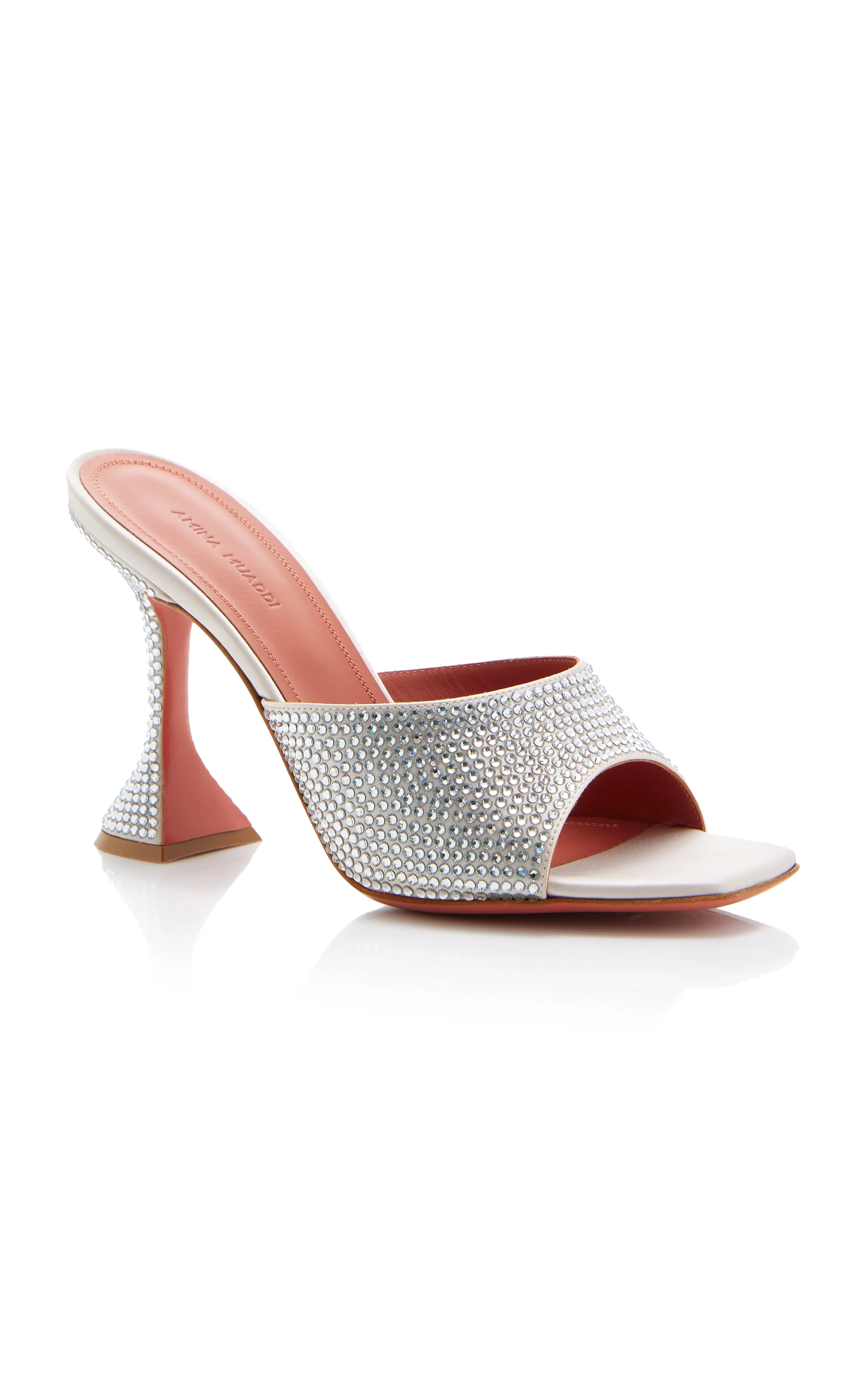 Amina Muaddi Lupita Crystal-Embellished Satin Sandals