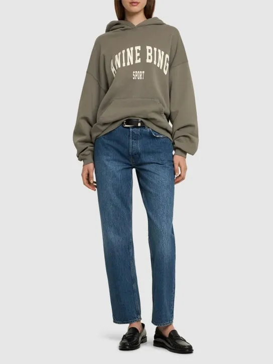 ANINE BING   Harvey logo hooded cotton sweatshirt 