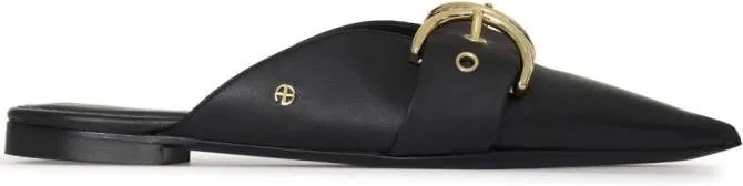 ANINE BING Zoe buckle-detail mules Black