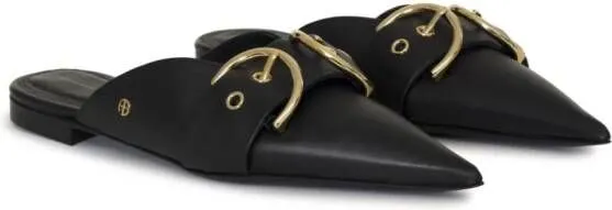 ANINE BING Zoe buckle-detail mules Black