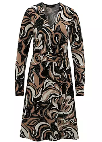 Aniston Printed Wrap Long Sleeve Jersey Dress | Kaleidoscope