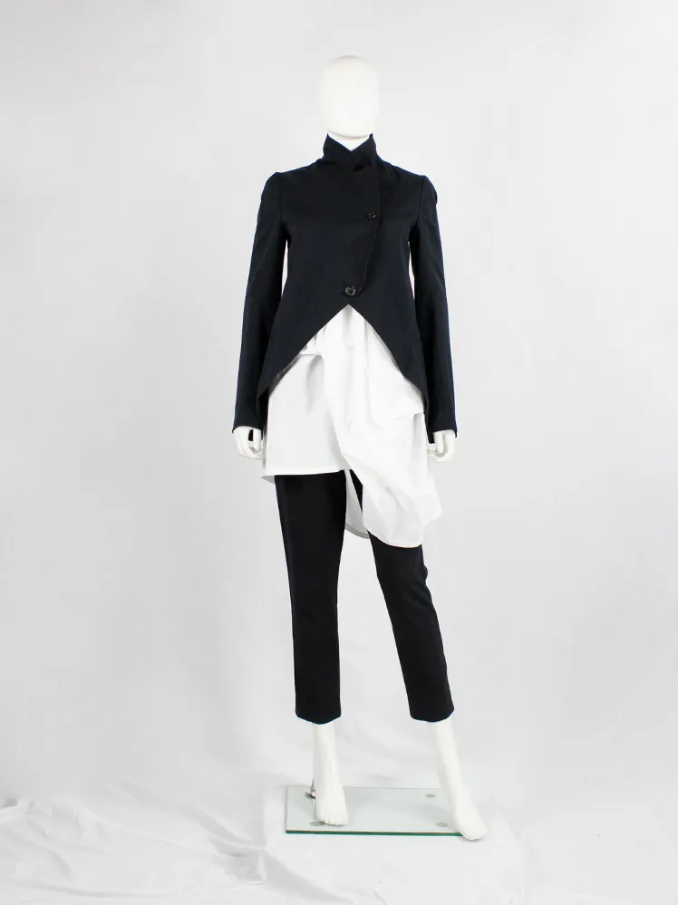 Ann Demeulemeester black cutaway jacket with overlapping front neckline — spring 2007