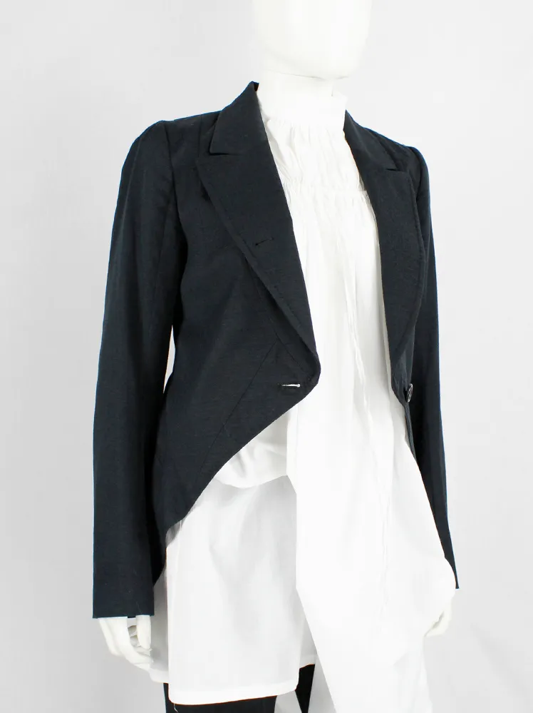 Ann Demeulemeester black cutaway jacket with overlapping front neckline — spring 2007