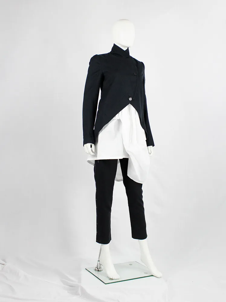 Ann Demeulemeester black cutaway jacket with overlapping front neckline — spring 2007