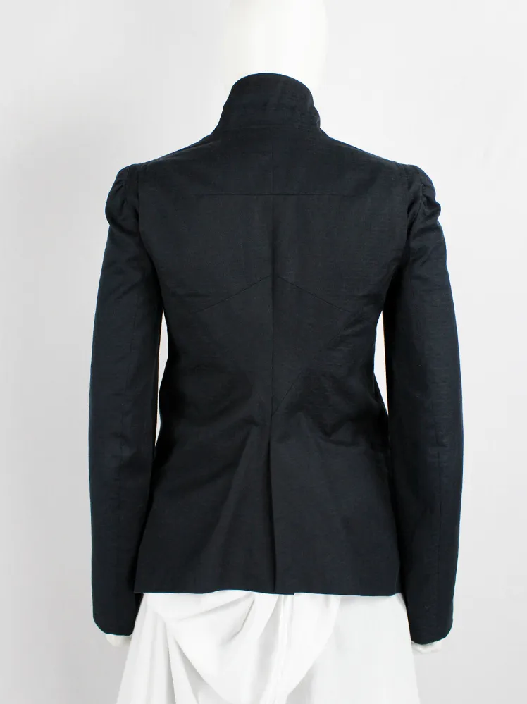 Ann Demeulemeester black cutaway jacket with overlapping front neckline — spring 2007