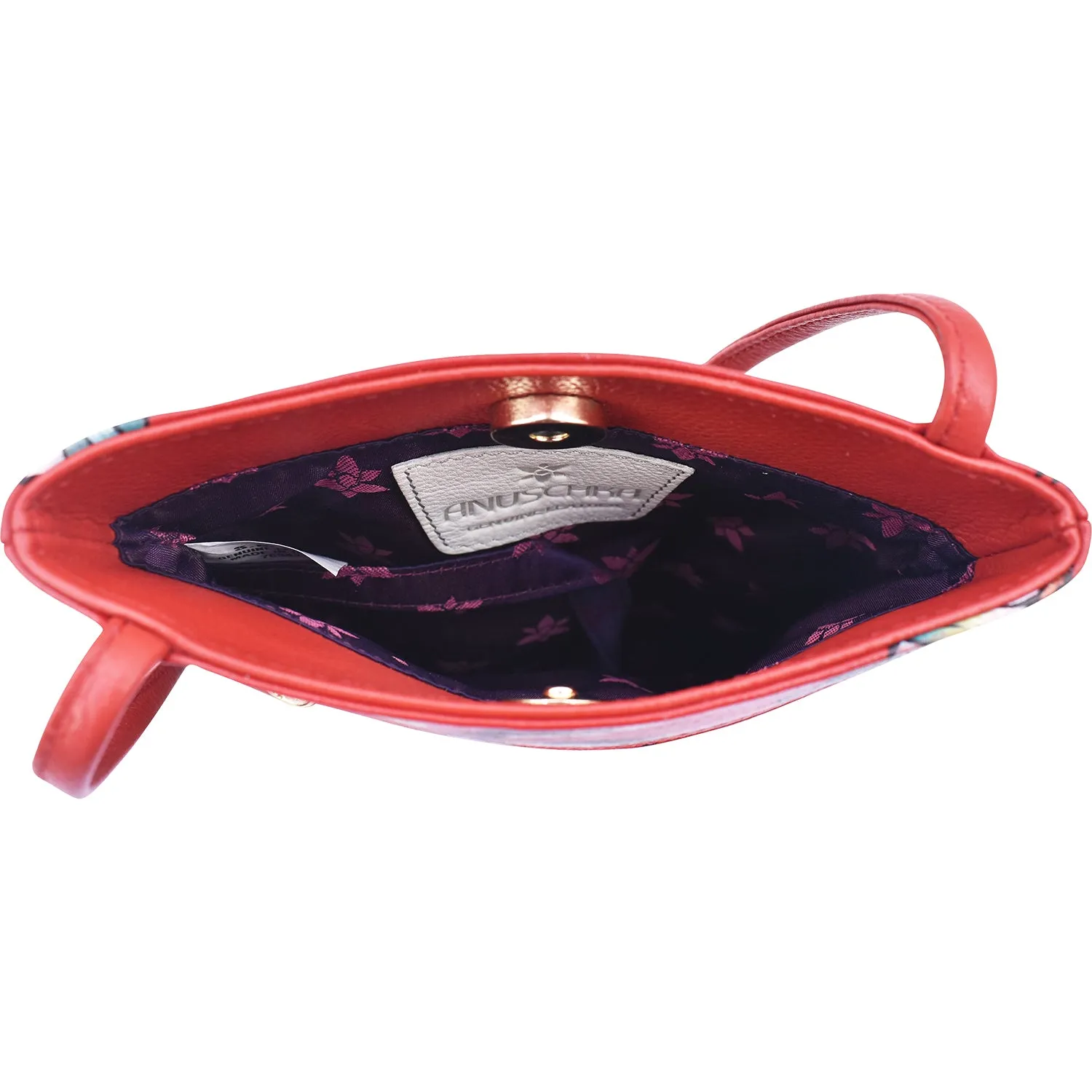Anuschka Mini Double Zip Travel Crossbody Crimson Garden Leather
