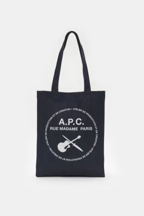 A.P.C. Denim tote bag 'Guitare Poignard' navy