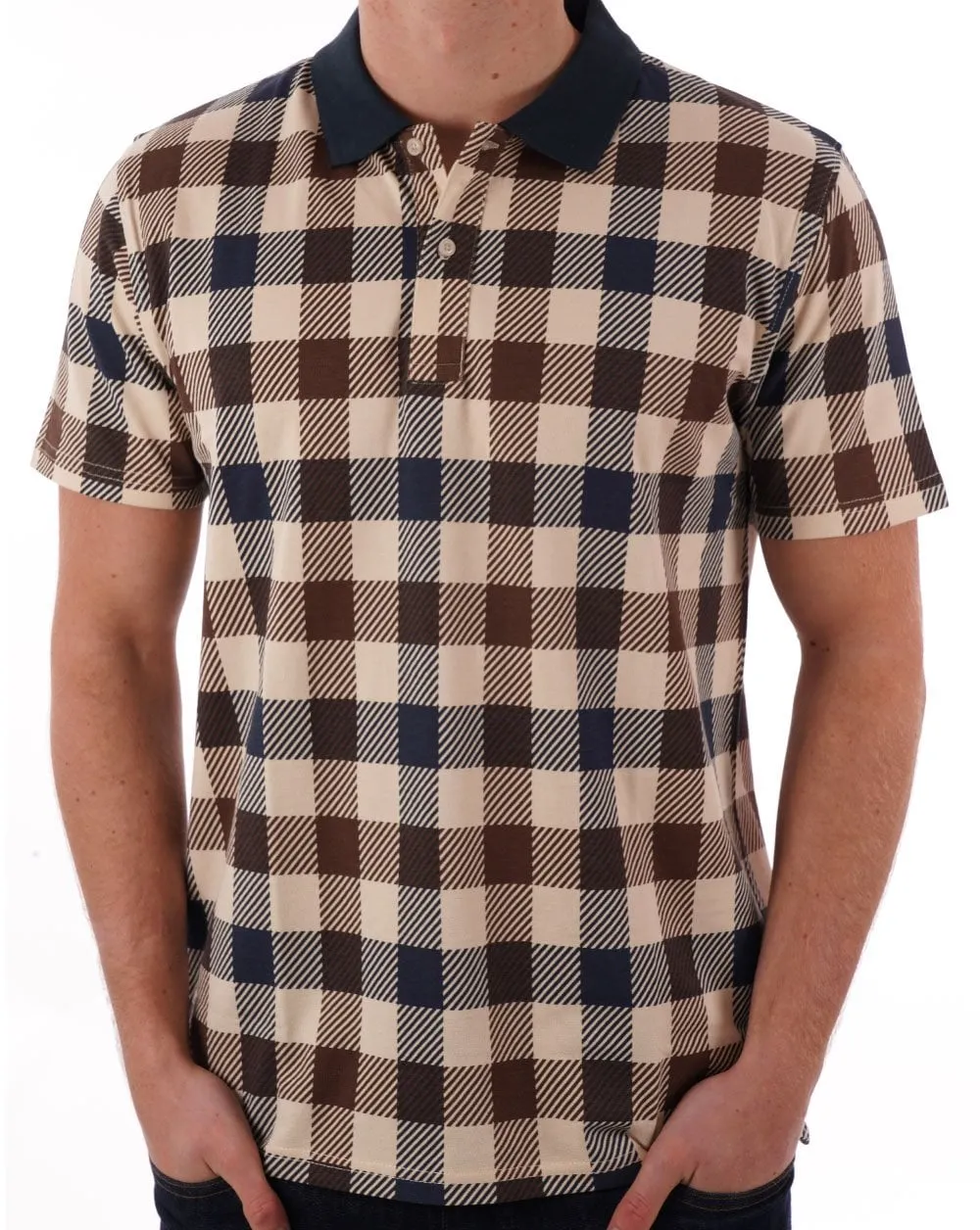 Aquascutum Macro Check Polo Navy