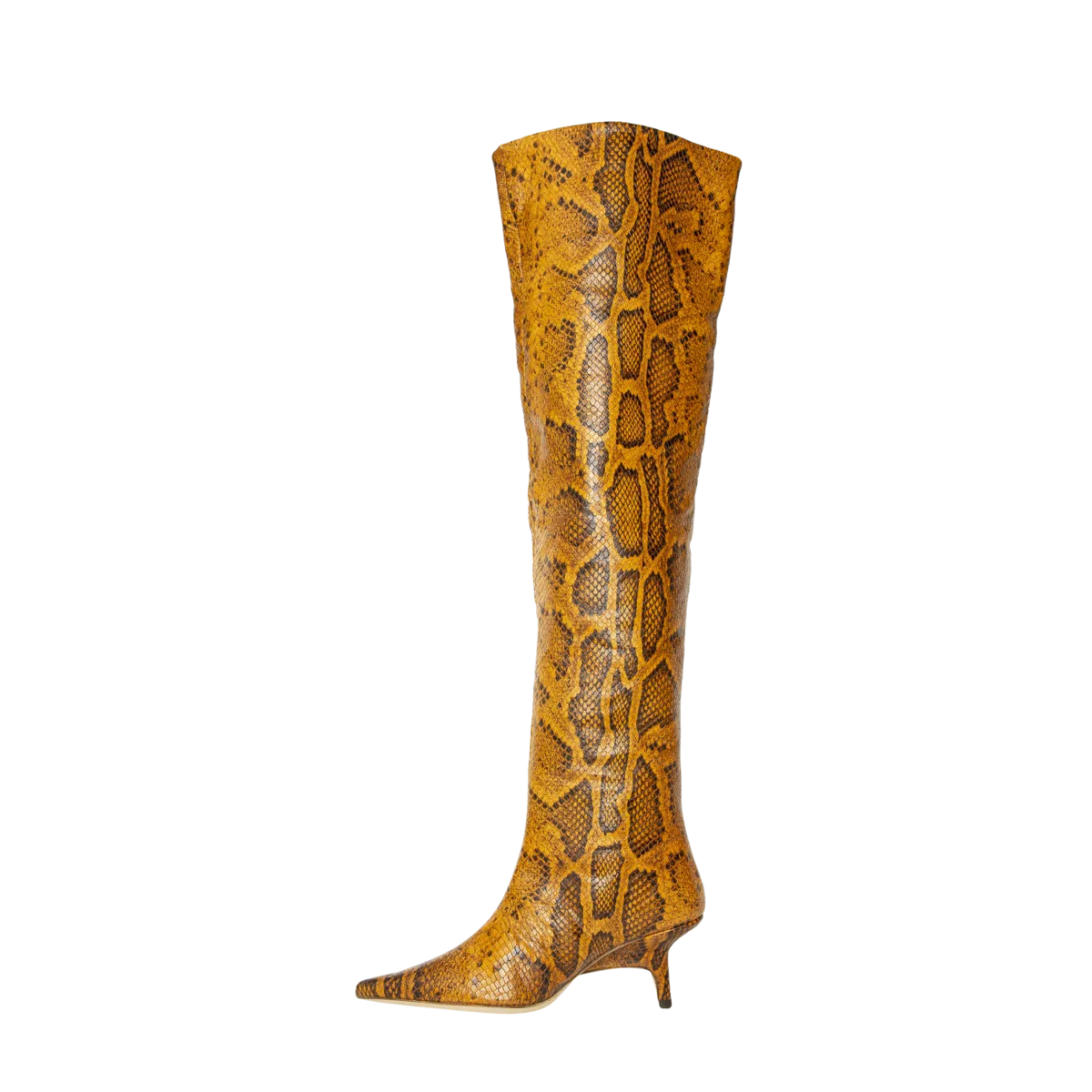 Ashley Leather Python-Effect Boot - Orange
